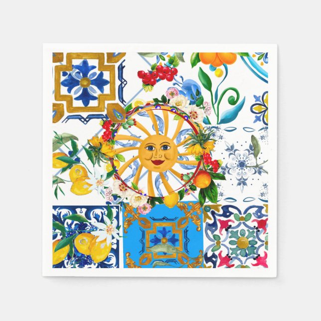 Sicilian style,summer art,lemons       napkin (Front)
