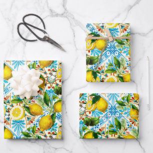  Sicilian style,summer art ,lemons   Wrapping Paper Sheet
