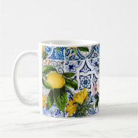 Sicilian style tiles with flowers and lemon