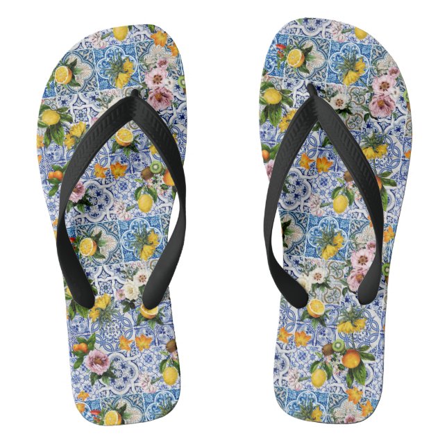 Sicilian style tiles with flowers and lemon thongs (Footbed)