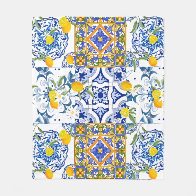 Sicilian,summer,citrus Fleece Blanket (Front)
