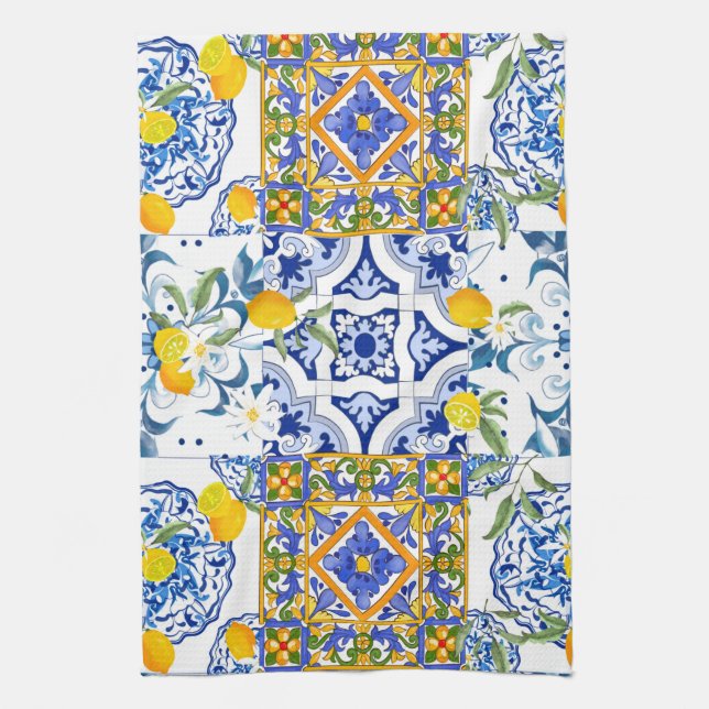 Sicilian,summer,citrus  tea towel (Vertical)