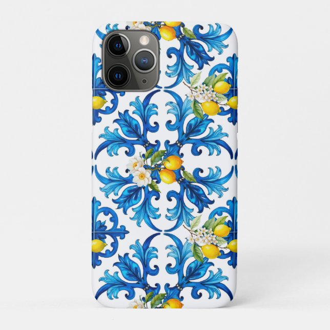 Sicilian,summer,lemon,mosaic,blue, Case-Mate iPhone Case (Back)