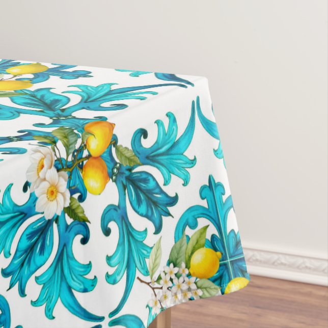 Sicilian,summer,lemon,mosaic,blue, Tablecloth (In Situ)
