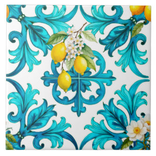 Sicilian,summer,lemon,mosaic,green, Ceramic Tile