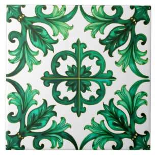Sicilian,summer,lemon,mosaic,green, Ceramic Tile