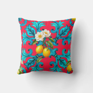 Sicilian,summer,lemon,mosaic,pink, Cushion