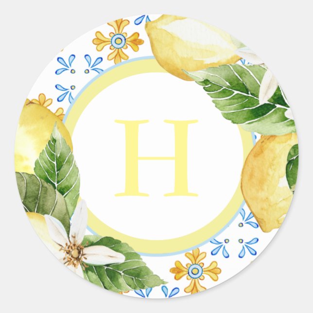 Sicilian Summer Lemons Wedding Multiuse Classic Round Sticker (Front)