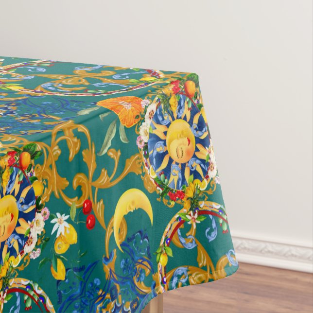 Sicilian sun,half moon,summer,majolica,lemon art, tablecloth (In Situ)