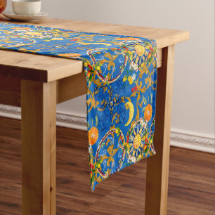Sicilian sun,half moon,summer,majolica,lemon, medium table runner