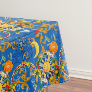 Sicilian sun,half moon,summer,majolica,lemon, tablecloth