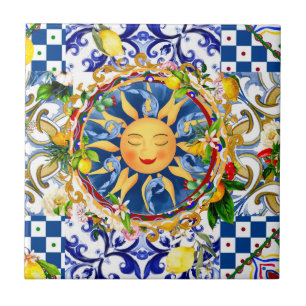 Sicilian sun,lemon,mediterranean tiles, ceramic tile