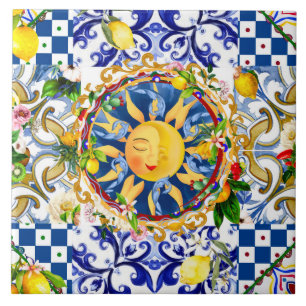 Sicilian sun,lemon,mediterranean tiles, ceramic tile