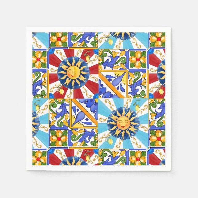 Sicilian sun, majolica,lemon, napkin (Front)