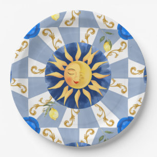 Sicilian sun, majolica,lemon, paper plate