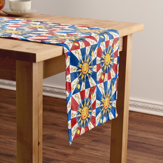 Sicilian sun, majolica,lemon, short table runner (In Situ)
