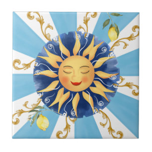 Sicilian sun,mosaic,Mediterranean, Ceramic Tile