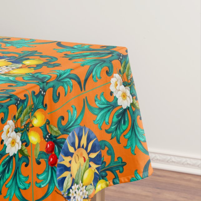 Sicilian sun,summer,lemon,mosaic,blue, tablecloth (In Situ)