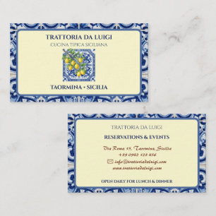 Sicilian Tile Italian Restaurant Trattoria Business Card