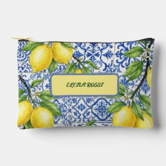Sicilian Tile & Lemon Personalised School Pencil Accessory Pouch