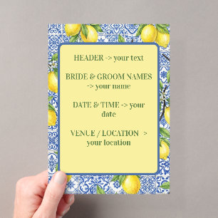 Sicilian Tile & Lemon Wedding Invitation
