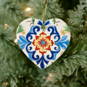 Sicilian Tile Pattern Ceramic Ornament