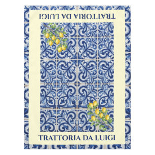 Sicilian Tile Tablecloth Lemon Pattern
