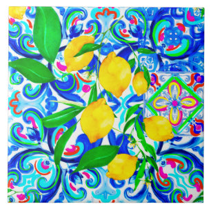 Sicilian tiles,lemon,mosaic,majolica, ceramic tile