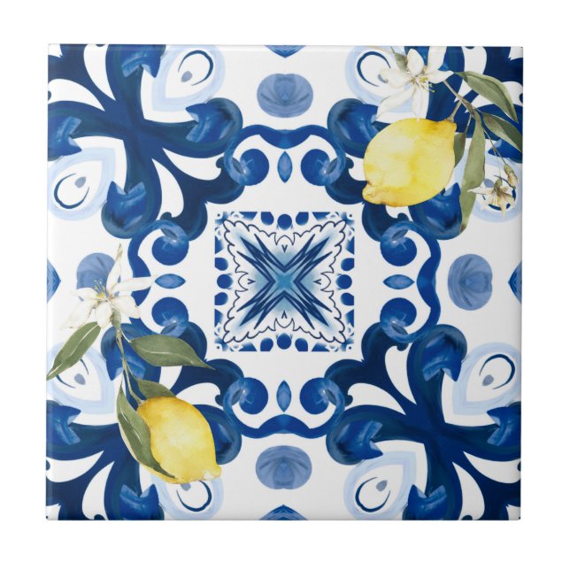 Sicilian tiles,majolica,lemon, ceramic tile (Front)