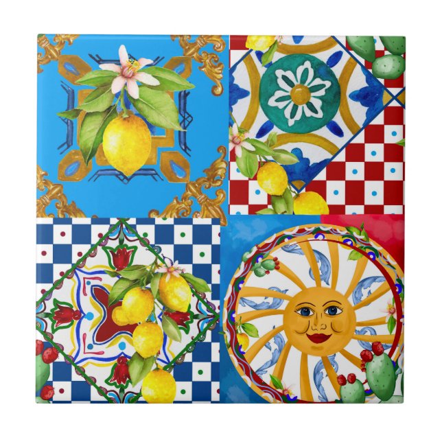 Sicilian tiles,majolica,lemons ceramic tile (Front)