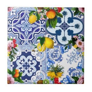 Sicilian tiles,majolica ,lemons,citrus  ceramic tile