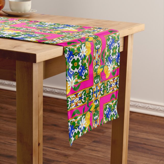 Sicilian tiles,mosaic,baroque, short table runner (In Situ)