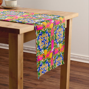 Sicilian tiles,mosaic,baroque, short table runner
