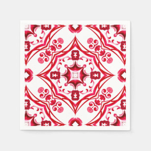 Sicilian tiles,mosaic,red tiles, napkin