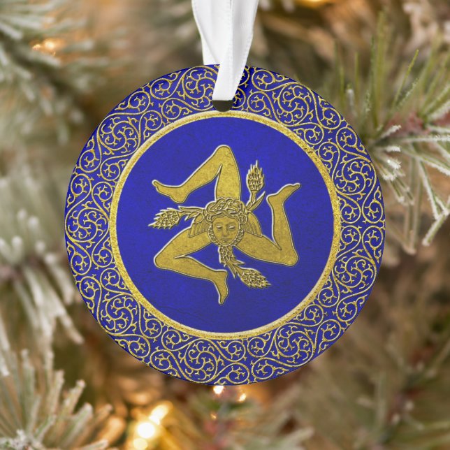 Sicilian Trinacria Blue and Gold Ornament (Tree)