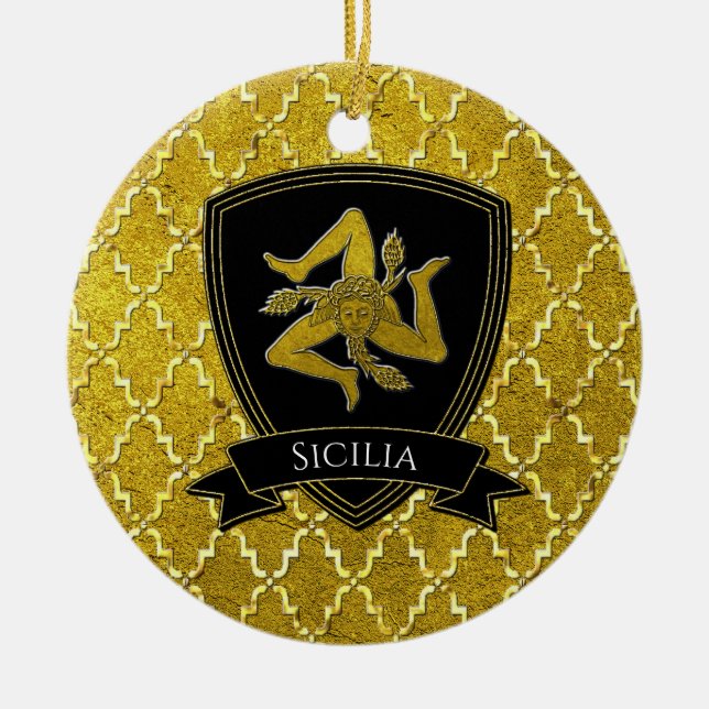 Sicilian Trinacria Ceramic Ornament (Front)