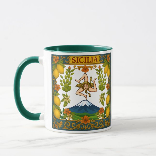 Sicilian Trinacria Design  Mug (Left)