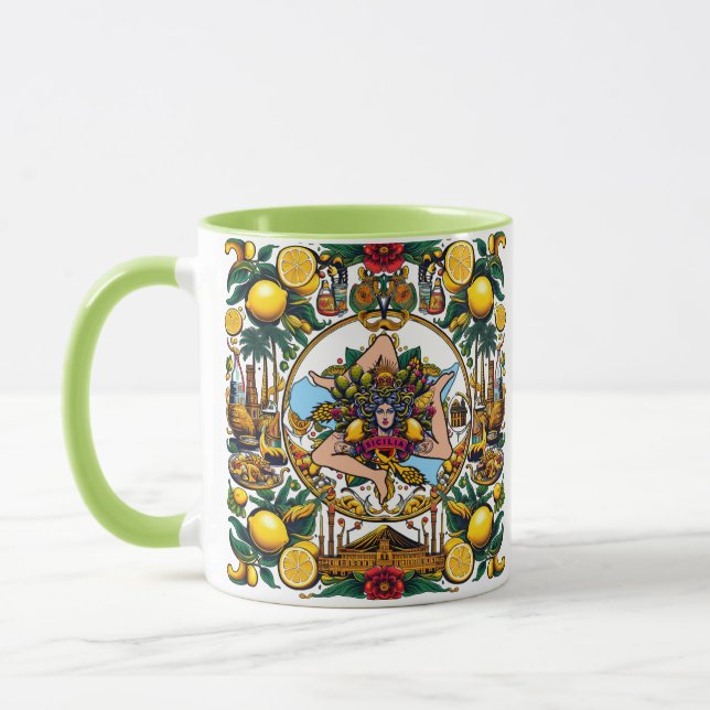 Sicilian Trinacria Design  Mug (Left)