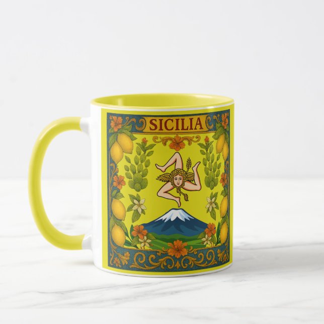Sicilian Trinacria Design  Mug (Left)
