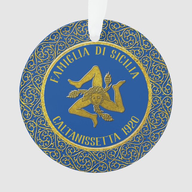 Sicilian Trinacria Family Heratige Ornament (Front)