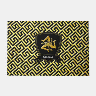 Sicilian Trinacria Greek Key Pattern Doormat