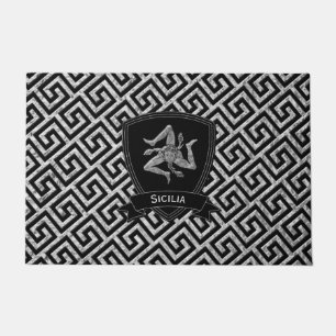 Sicilian Trinacria Greek Key Pattern Doormat