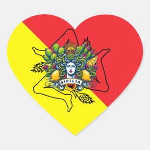 Sicilian Trinacria Heart Sticker