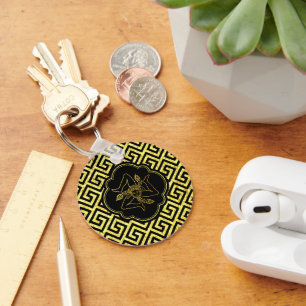 Sicilian Trinacria in Gold Black Key Ring