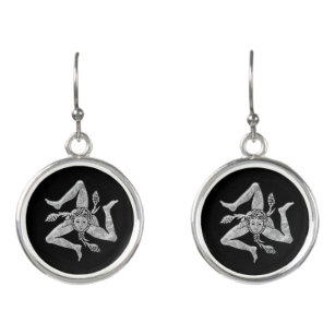 Sicilian Trinacria in Silver Your Background Colou Earrings