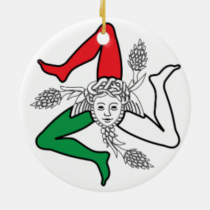 Sicilian Trinacria Medusa Emblem Italian Theme Ceramic Ornament