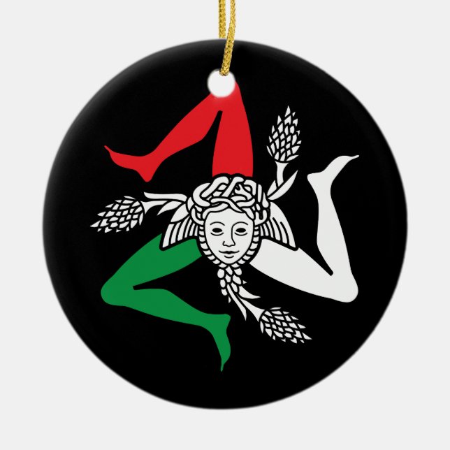 Sicilian Trinacria Medusa Emblem Italian Theme Ceramic Ornament (Front)