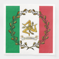Sicilian Trinacria Olive Wreath Flag Personalise