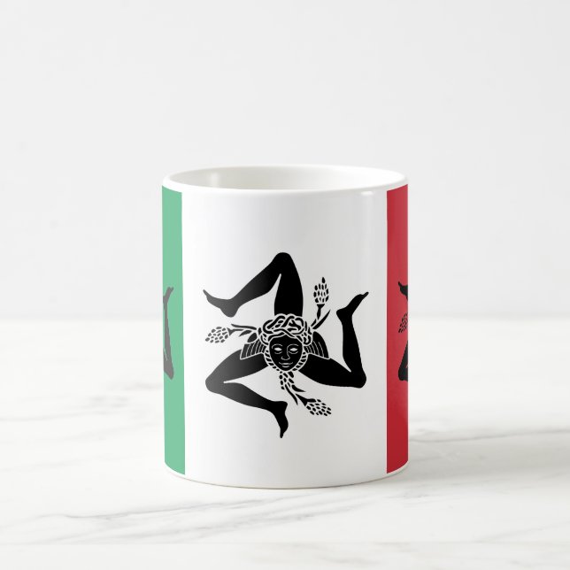 Sicilian Trinacria on Italian Flag Coffee Mug (Center)
