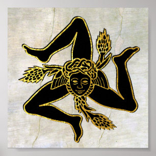 Sicilian Trinacria on Plaster Poster